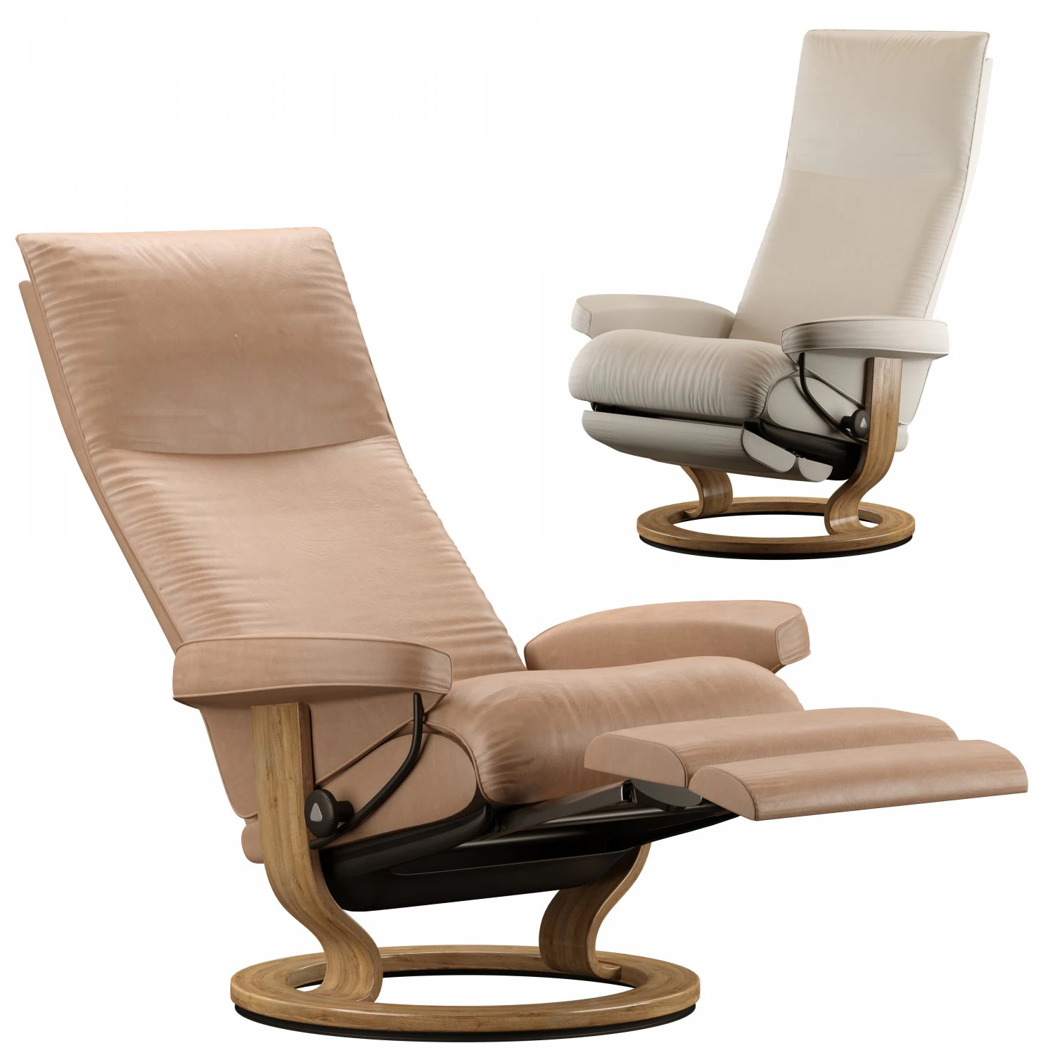 Stressless Aura Recliner 3D Model .c4d .max .obj .3ds .fbx .stl .blend 