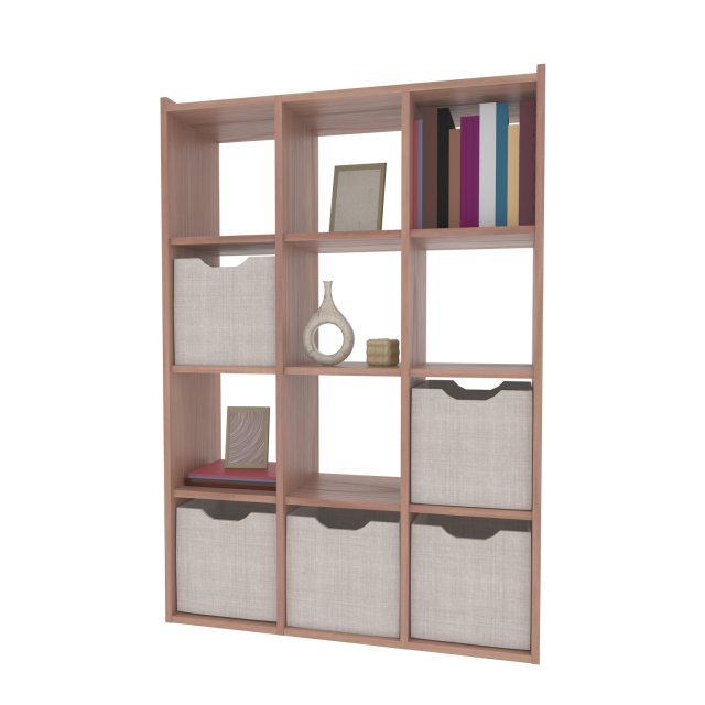 Bookshelf with Drawers and Decorations Modello 3D .c4d .max .obj .3ds .fbx .stl .blend 