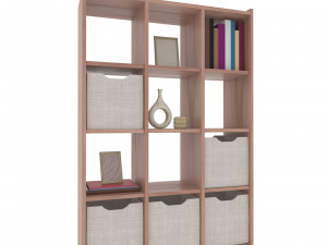Bookshelf with Drawers and Decorations Modello 3D