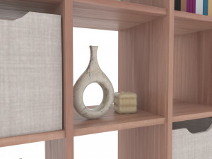 Bookshelf with Drawers and Decorations Modello 3D