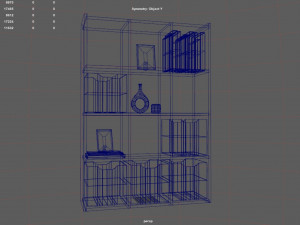 Bookshelf with Drawers and Decorations Modello 3D