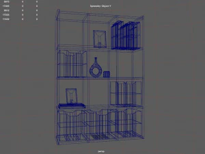 Bookshelf with Drawers and Decorations 3D Model