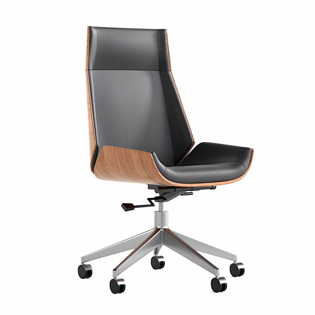 Leather Office Chair Desk Chair with Fixed Base Adjustable Height 3D Modell in Buro 3DExport