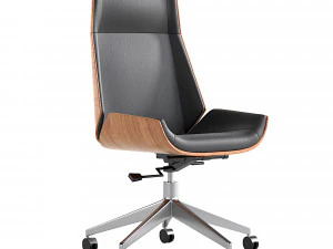 レザーオフィスチェアデスクチェア固定ベース付き高さ調節可能 3Dモデル