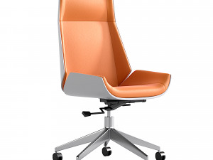 Leather Office Chair Desk Chair with Fixed Base Adjustable Height 3D Model