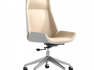 Leather Office Chair Desk Chair with Fixed Base Adjustable Height 3D Model
