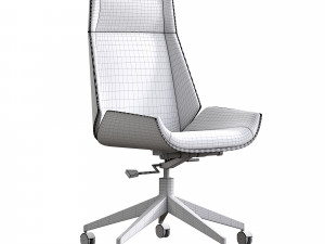 Leather Office Chair Desk Chair with Fixed Base Adjustable Height 3D Model
