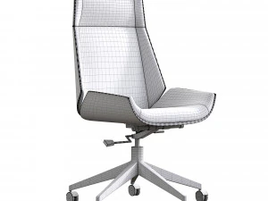 Leather Office Chair Desk Chair with Fixed Base Adjustable Height 3D Model