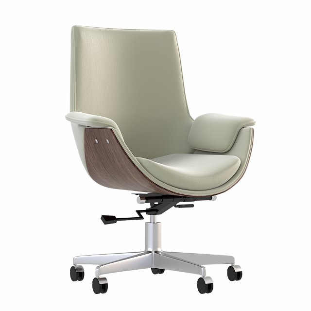 Gray Leather Modern Home Office Chair Upholstered High Back Desk 3D Модель .c4d .max .obj .3ds .fbx .stl .blend 