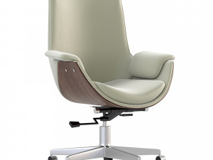 Gray Leather Modern Home Office Chair Upholstered High Back Desk 3D Model