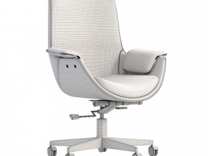 Gray Leather Modern Home Office Chair Upholstered High Back Desk 3D Модель