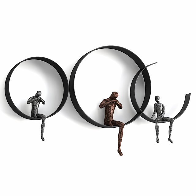 Modern 3D Artistic Figure Metal and Resin Wall Decor in Black Modello 3D .c4d .max .obj .3ds .fbx .stl .blend 