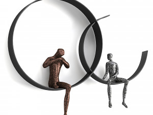 Modern 3D Artistic Figure Metal and Resin Wall Decor in Black Modello 3D