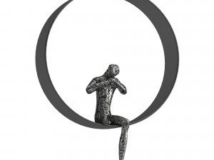 Modern 3D Artistic Figure Metal and Resin Wall Decor in Black Modello 3D