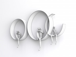 Modern 3D Artistic Figure Metal and Resin Wall Decor in Black Modello 3D