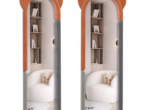 Full-Length Girls Bedroom Aesthetic Floor Mirror 3D Model