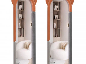 Full-Length Girls Bedroom Aesthetic Floor Mirror 3D Model
