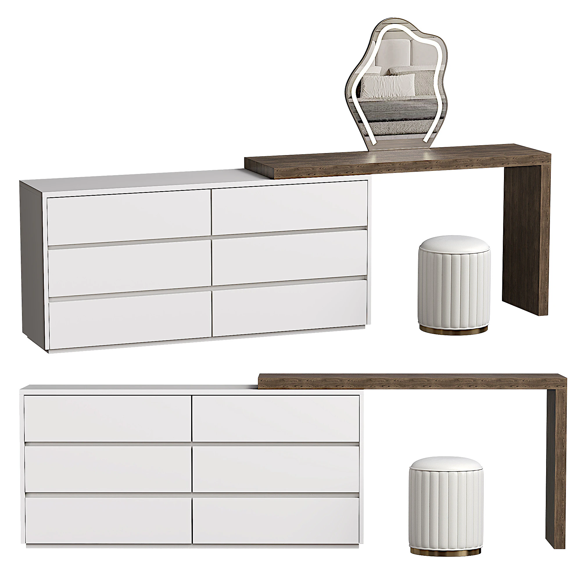 ELEGANT MAKEUP TABLE WITH A COMFORTABLE SEATING 3D Model .c4d .max .obj .3ds .fbx .stl .blend 