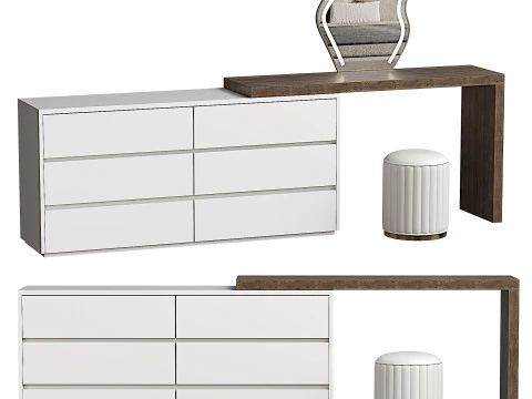 MESA DE MAQUIAGEM ELEGANTE COM ASSENTO CONFORT&Aacute;VEL Modelo 3D