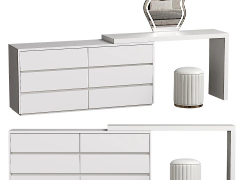 ELEGANT MAKEUP TABLE WITH A COMFORTABLE SEATING 3D Model