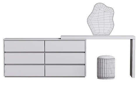 ELEGANT MAKEUP TABLE WITH A COMFORTABLE SEATING 3D Model