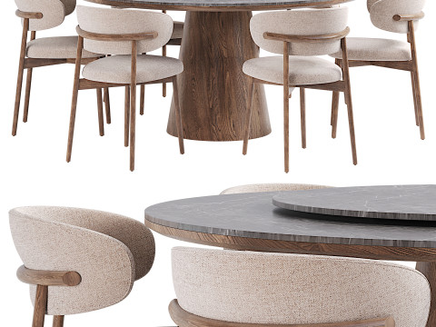 Rotating dining table with chairs 3D Модель