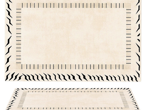 MID CENTURY CREAM AREA RUGS 02 Model 3D