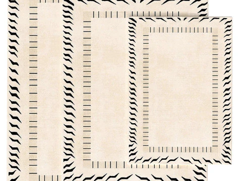 ミッドセンチュリー クリームエリアラグ 02 3Dモデル