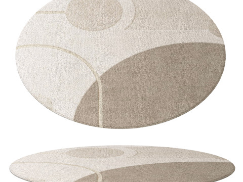 Round area rug under coffee table 02 Model 3D