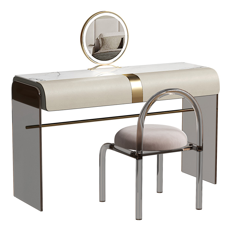 Trendy Standard Dressing Table with Stone Tabletop and Chalk Chair 3D 모델 .c4d .max .obj .3ds .fbx .stl .blend 