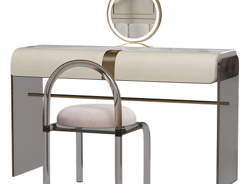 Trendy Standard Dressing Table with Stone Tabletop and Chalk Chair 3D 모델