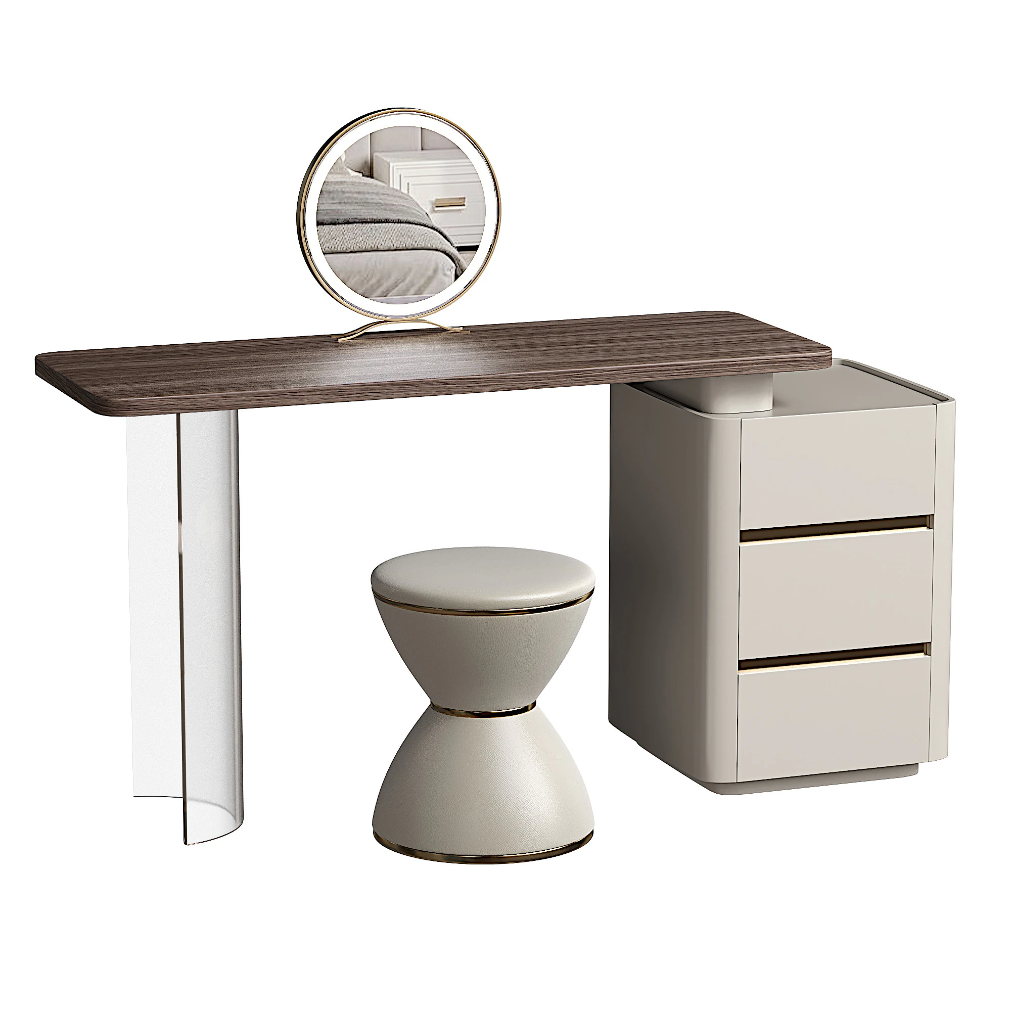 Push-Pull and Scalable 2-in-1 Dressing Table 3D Model .c4d .max .obj .3ds .fbx .stl .blend 