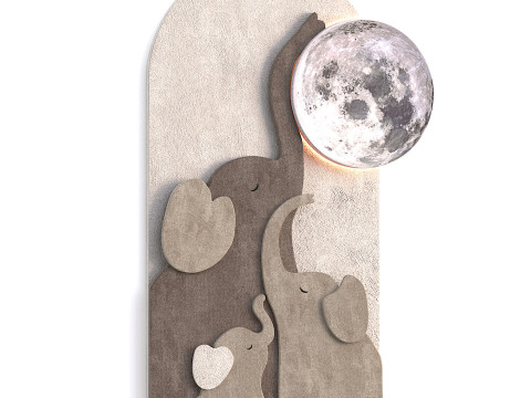 Arched LED 3D Acrylic Elephant Moon Wall Sculpture Art Decor Living Room Bedroom 3D Модель