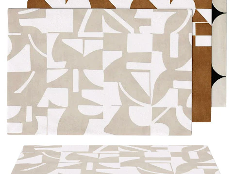 Set of modern rectangular carpets 3D Model