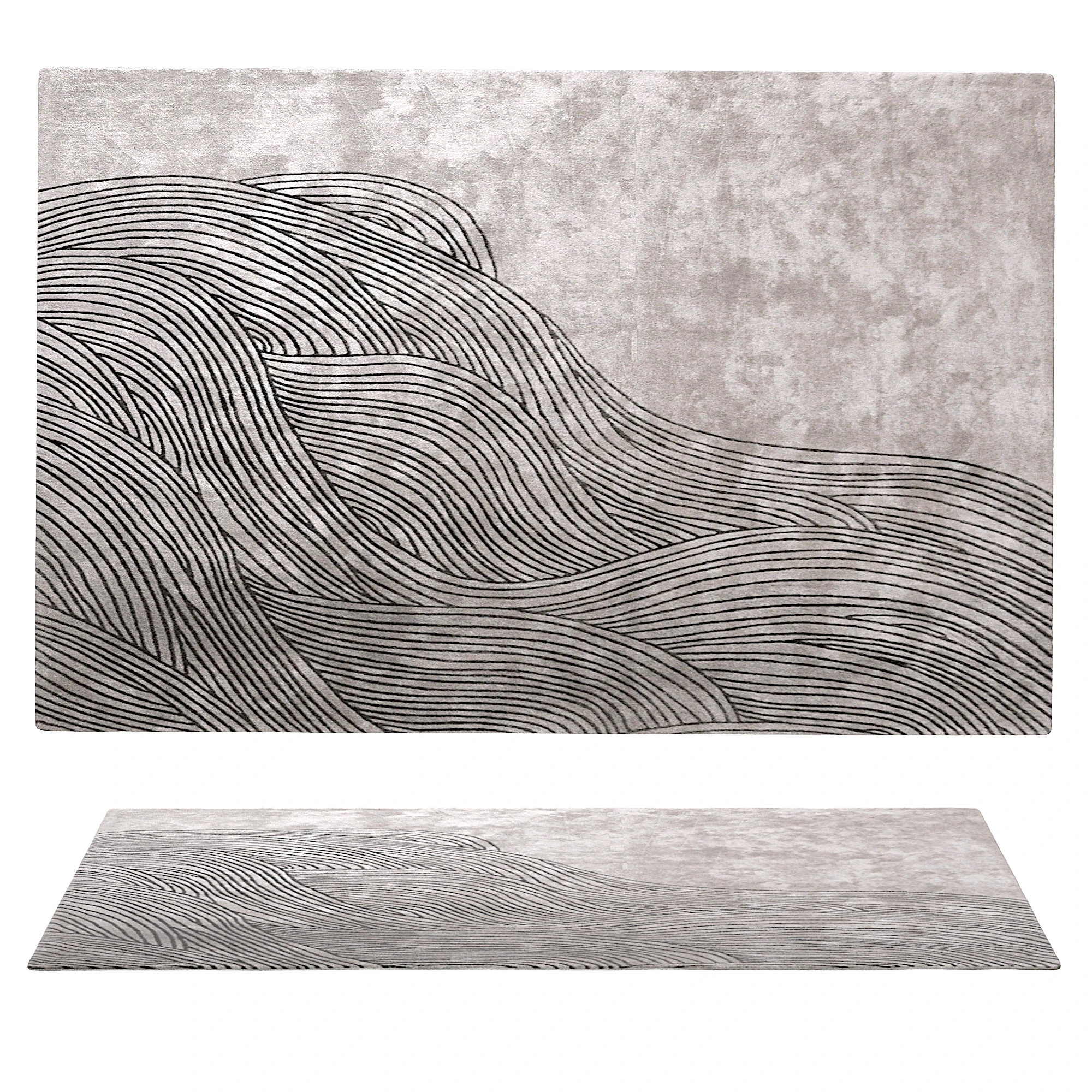 Continua Laguna Hand Tufted Rug in Black design by Second Studio 3D Model .c4d .max .obj .3ds .fbx .stl .blend