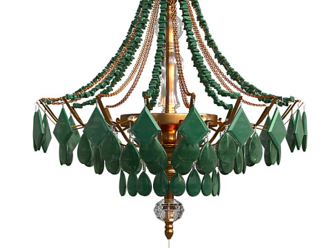 Green Quartz Chandelier Lamp by Aver 3D Model