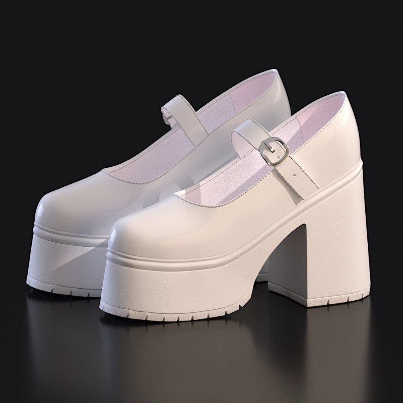MARY JANE SHOES 3D Модель .c4d .max .obj .3ds .fbx .stl .blend 