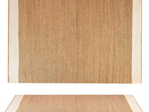 Hand Woven Jute Area Rug under sofa 3D Model