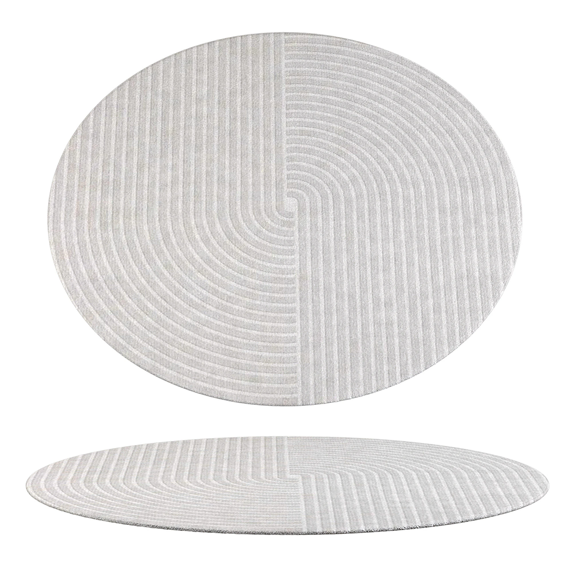 Round Modern Rug under Coffee Table 3D Model .c4d .max .obj .3ds .fbx .stl .blend 