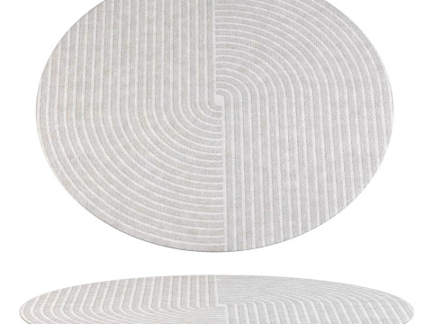 Round Modern Rug under Coffee Table 3D Model