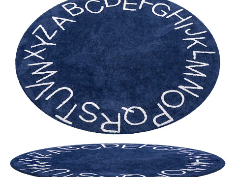 Kids Washable Round Alphabet Rug 3D Model