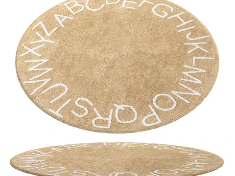 Tapete infantil lav&aacute;vel redondo com alfabeto Modelo 3D