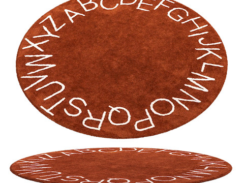 Kids Washable Round Alphabet Rug Modèle 3D