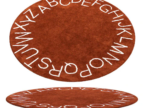 Tapete infantil lav&aacute;vel redondo com alfabeto Modelo 3D