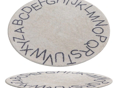 Tapete infantil lav&aacute;vel redondo com alfabeto Modelo 3D