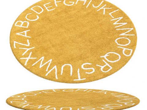 Tapete infantil lav&aacute;vel redondo com alfabeto Modelo 3D