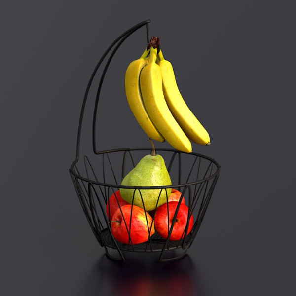 Fruit basket Modello 3D .c4d .max .obj .3ds .fbx .stl .blend 