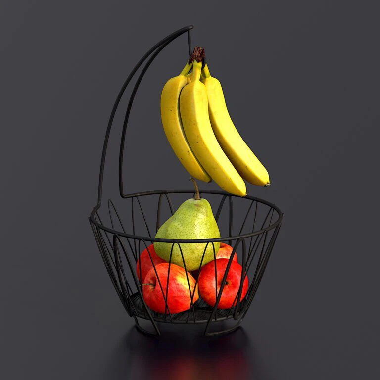 Fruit basket 3D Model .c4d .max .obj .3ds .fbx .stl .blend 