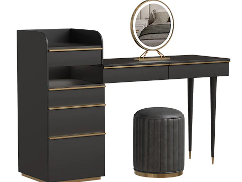 Makeup Vanity Set Dressing Table with Lighted Mirror HOMARY 3D Model
