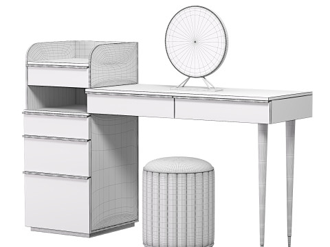 Makeup Vanity Set Dressing Table with Lighted Mirror HOMARY 3D Model